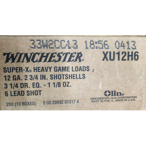 Winchester Super-X Heavy Game Load 12ga 2 3/4" 1 1/8oz 6 shot lead #XU12H6 Winchester Super-X Heavy Game Load 12ga 2 3/4" 1 1/8oz 6 shot lead #XU12H6